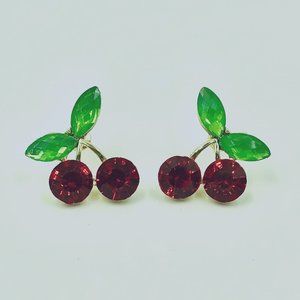 Women's Double Cherry Stud Earrings